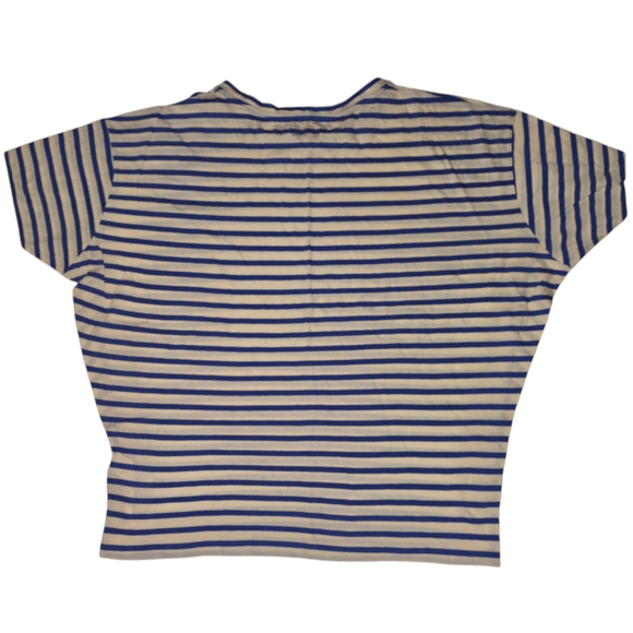 Lot of 2 Joe Fresh Tops, Sz L, Blue White Oversized Beige Polka Dot Mesh Sequin - Picture 4 of 8